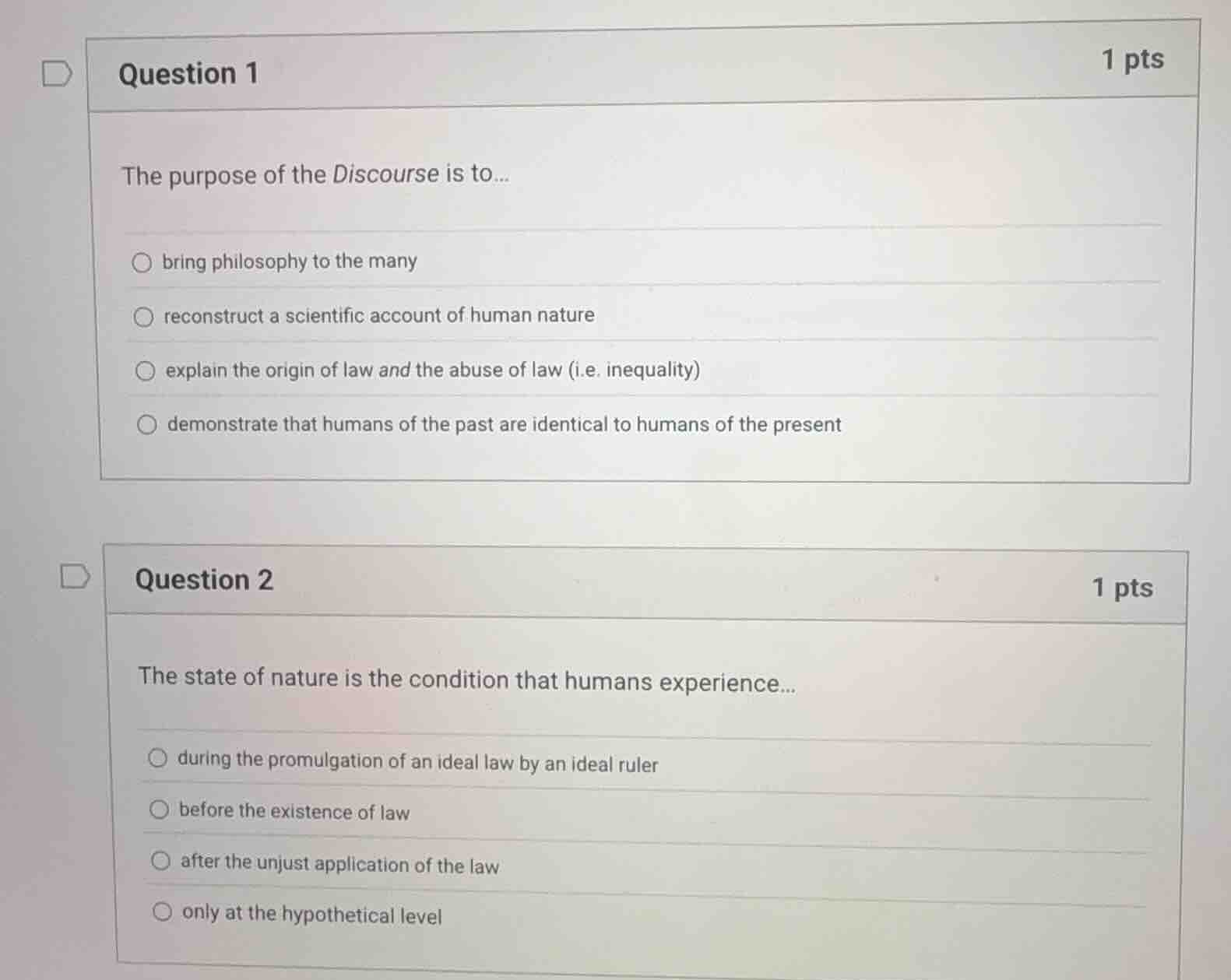 question 1 1 pts the purpose of the discourse is to... bring philosophy…