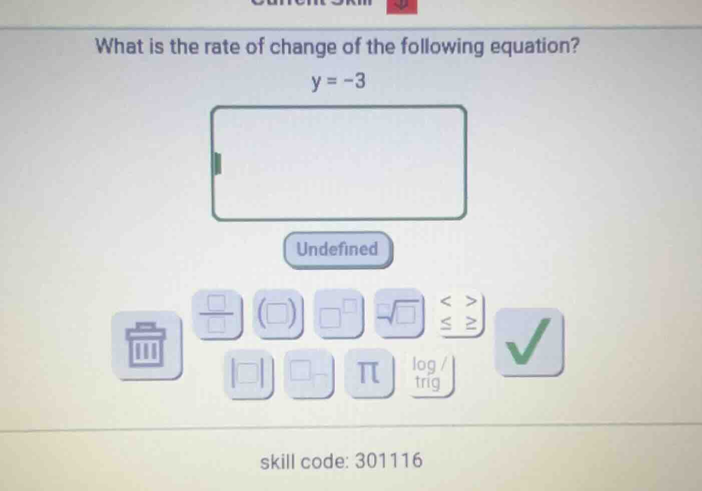 what is the rate of change of the following equation? y = -3
