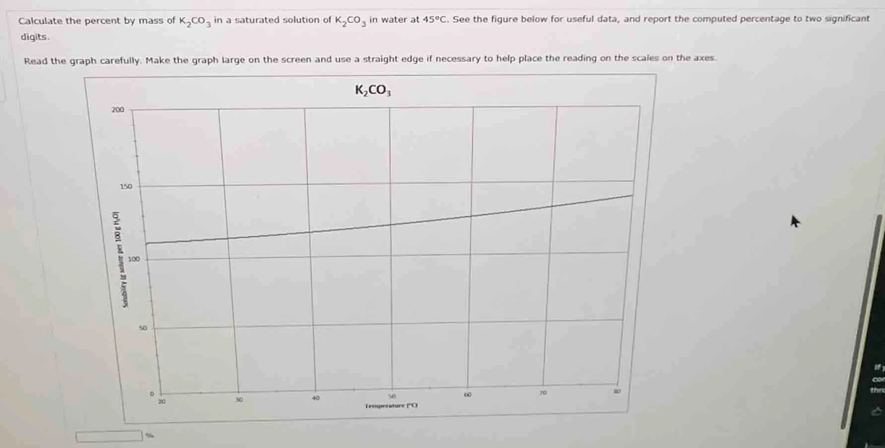 calculate the percent by mass of $\\ce{k_{2}co_{3}}$ in a saturated sol…