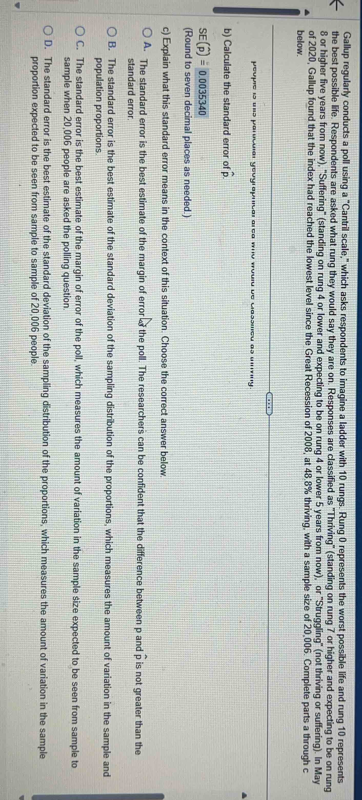 gallup regularly conducts a poll using a \cantril scale,\ which asks re…