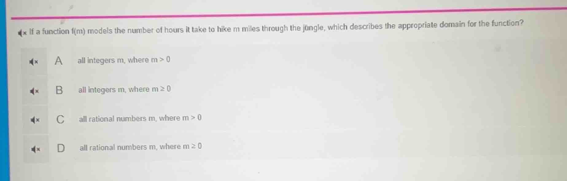 if a function f(m) models the number of hours it take to hike m miles t…