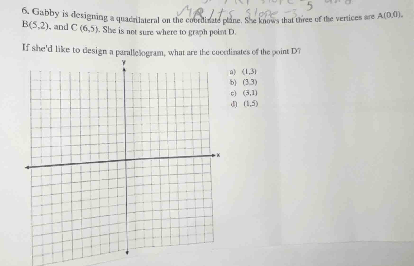 6. gabby is designing a quadrilateral on the coordinate plane. she know…