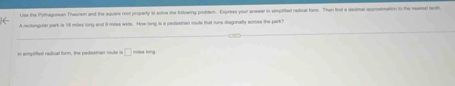 use the pythagorean theorem and the square root property to solve the f…