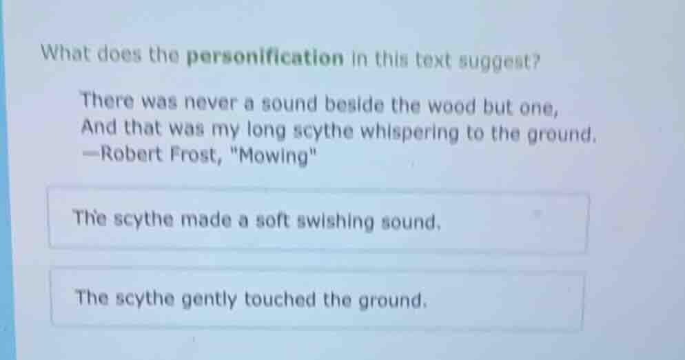 what does the personification in this text suggest? there was never a s…