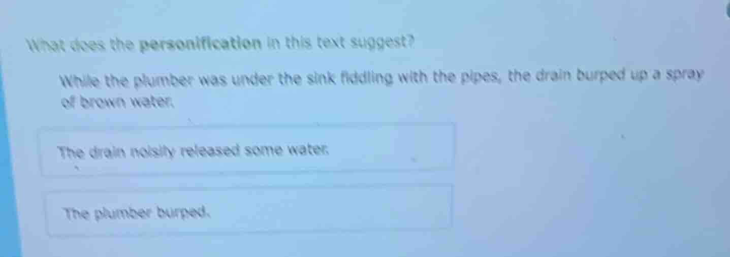 what does the personification in this text suggest? while the plumber w…