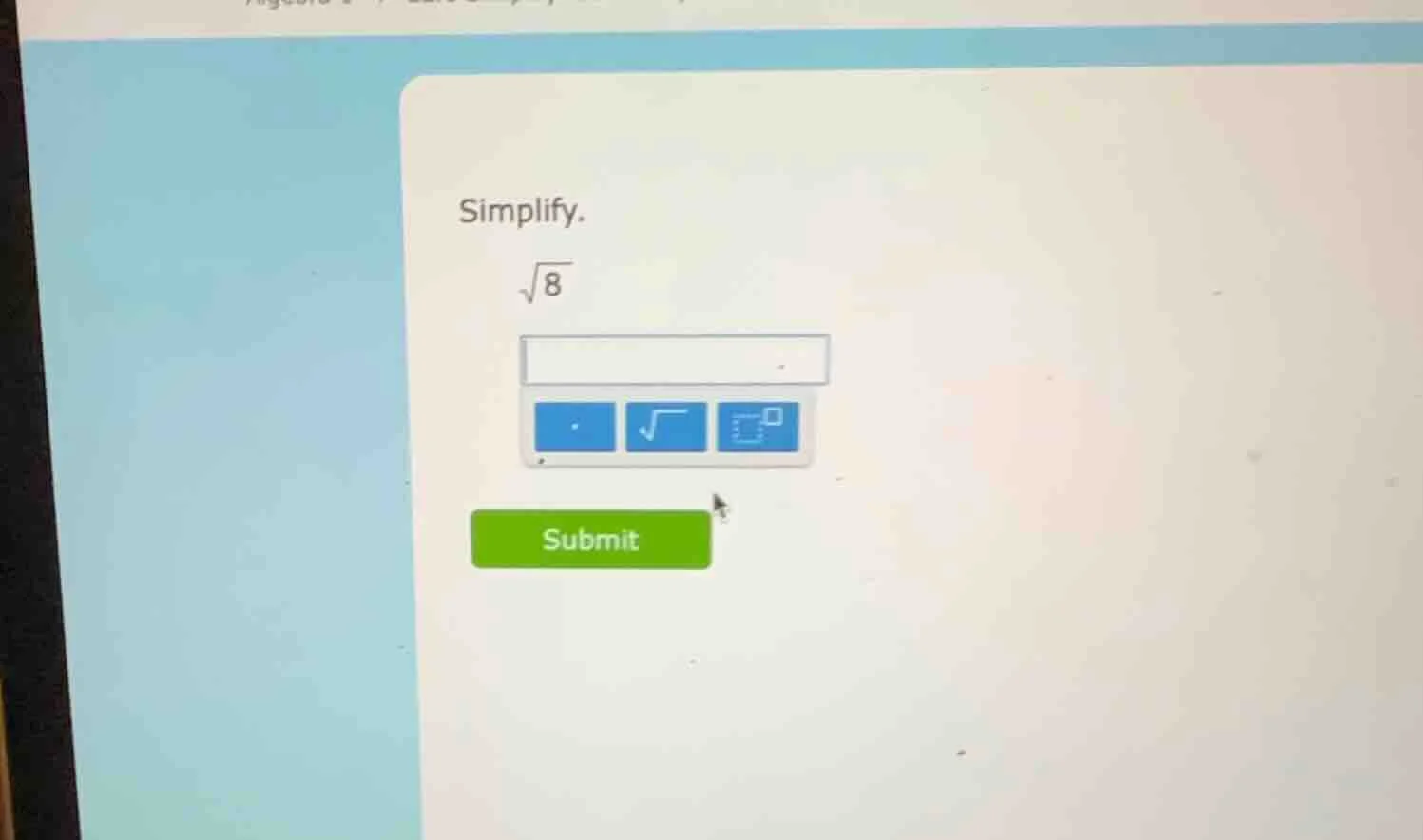 simplify. \\sqrt{8}