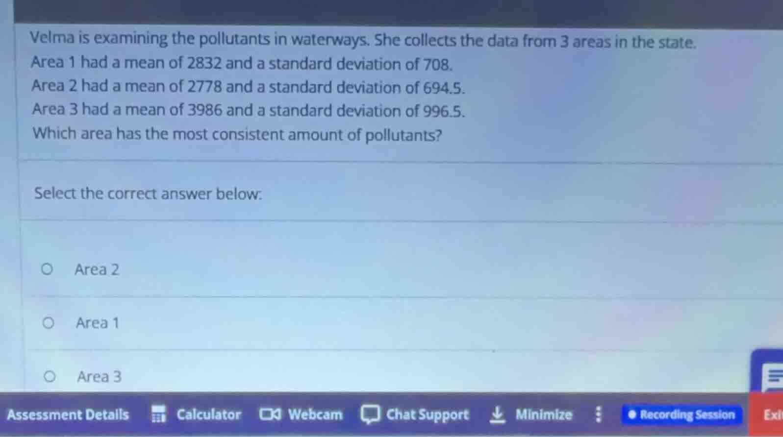 velma is examining the pollutants in waterways. she collects the data f…