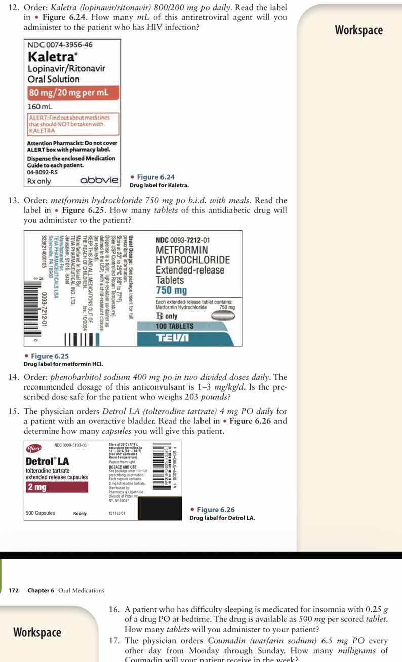 12. order: kaletra (lopinavir/ritonavir) 800/200 mg po daily. read the …