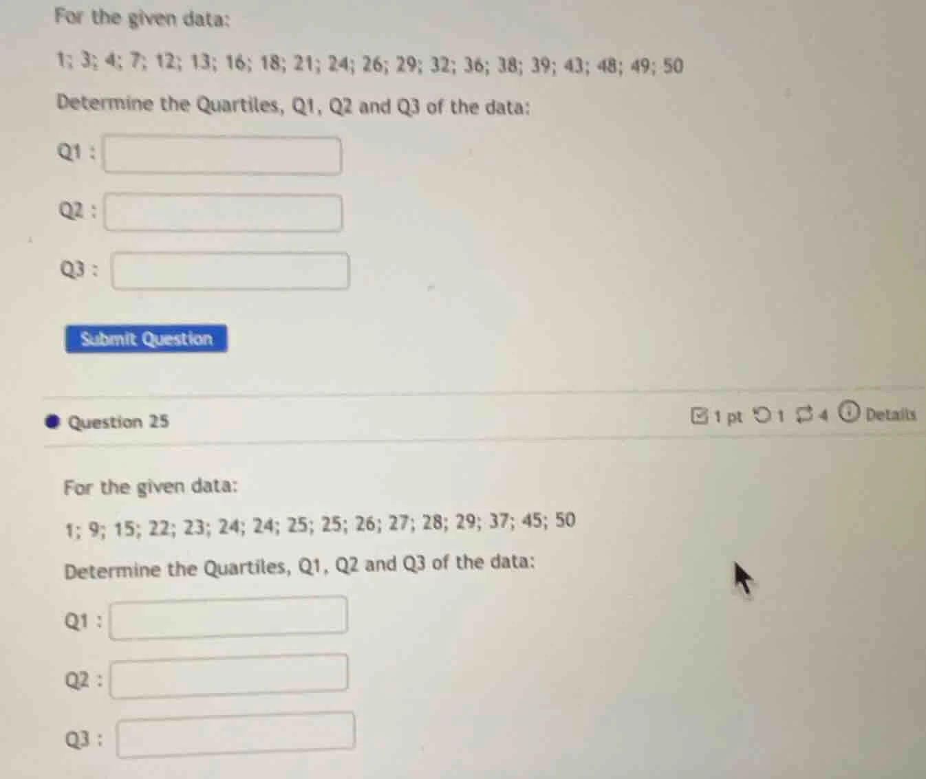 for the given data: 1; 3; 4; 7; 12; 13; 16; 18; 21; 24; 26; 29; 32; 36;…