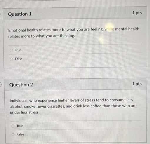 question 1 1 pts emotional health relates more to what you are feeling,…