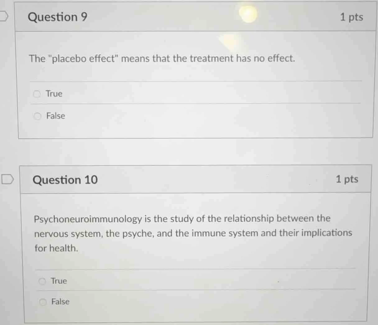 question 9 the \placebo effect\ means that the treatment has no effect.…