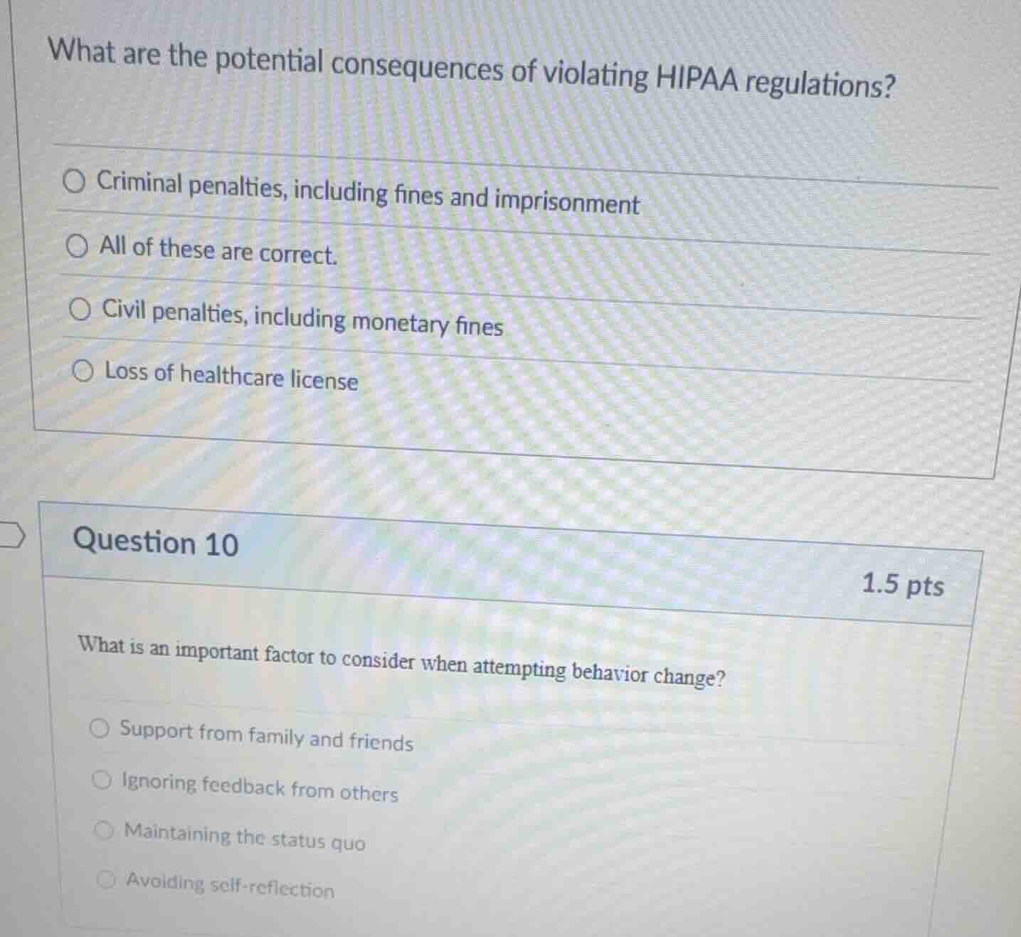 what are the potential consequences of violating hipaa regulations? ○ c…