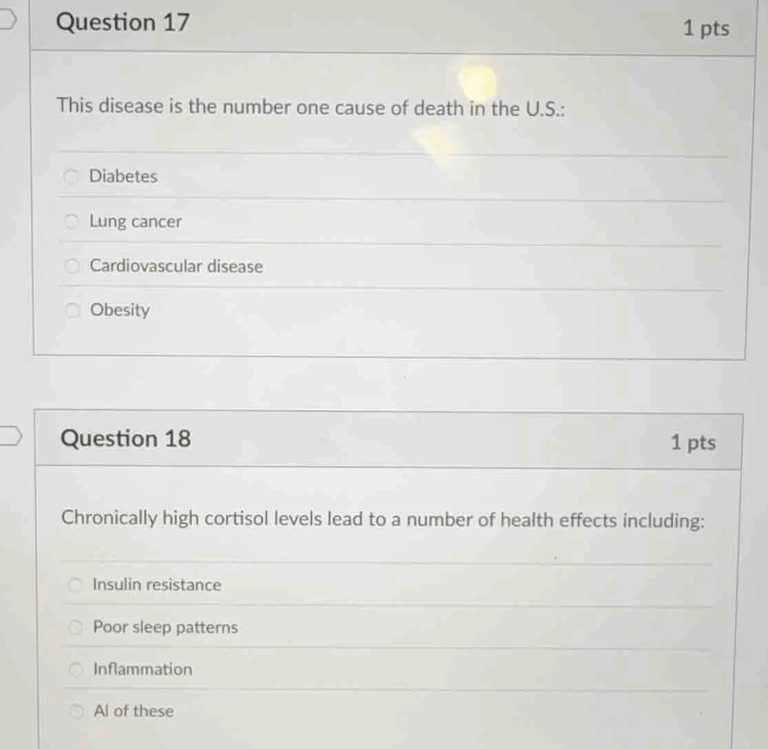 question 17 1 pts this disease is the number one cause of death in the …