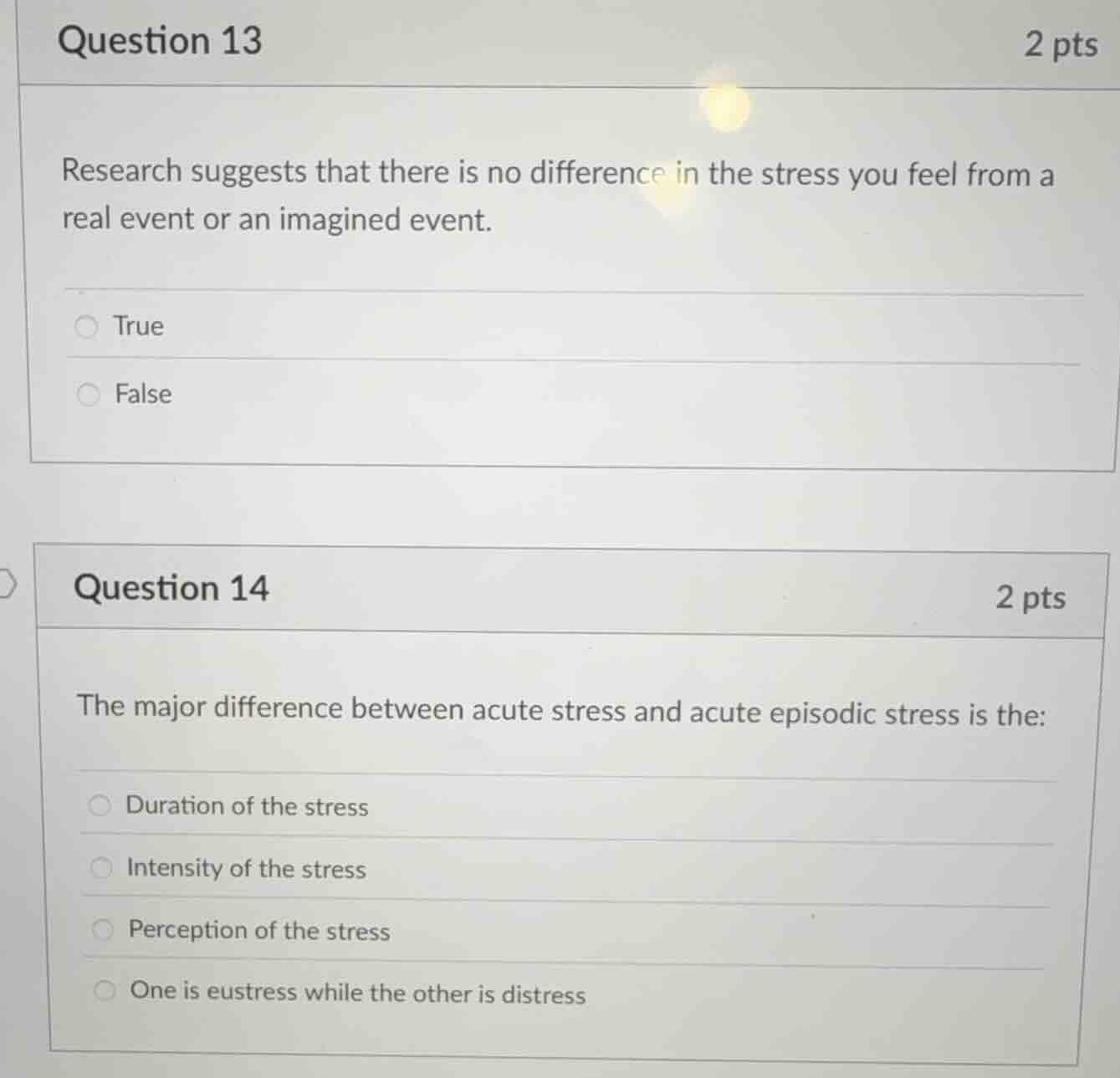 question 13 research suggests that there is no difference in the stress…
