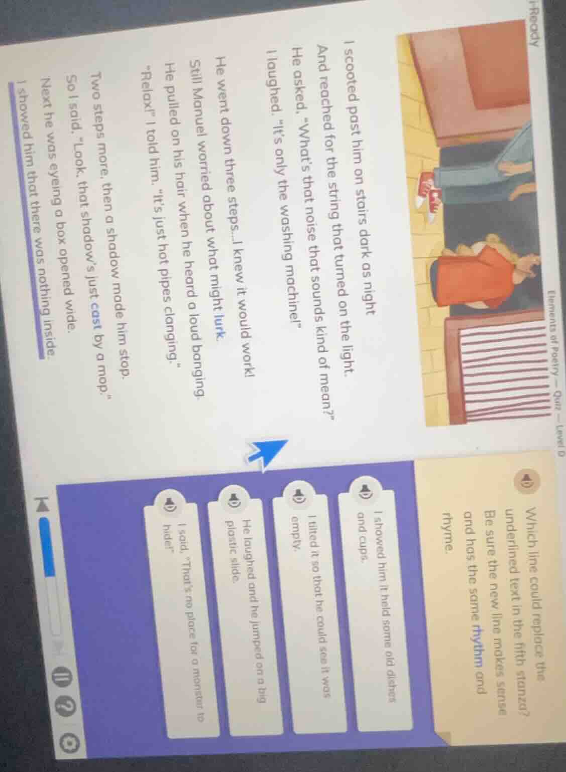 i scooted past him on stairs dark as night and reached for the string t…