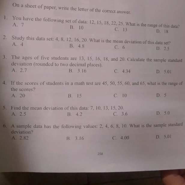 on a sheet of paper, write the letter of the correct answer. 1. you hav…