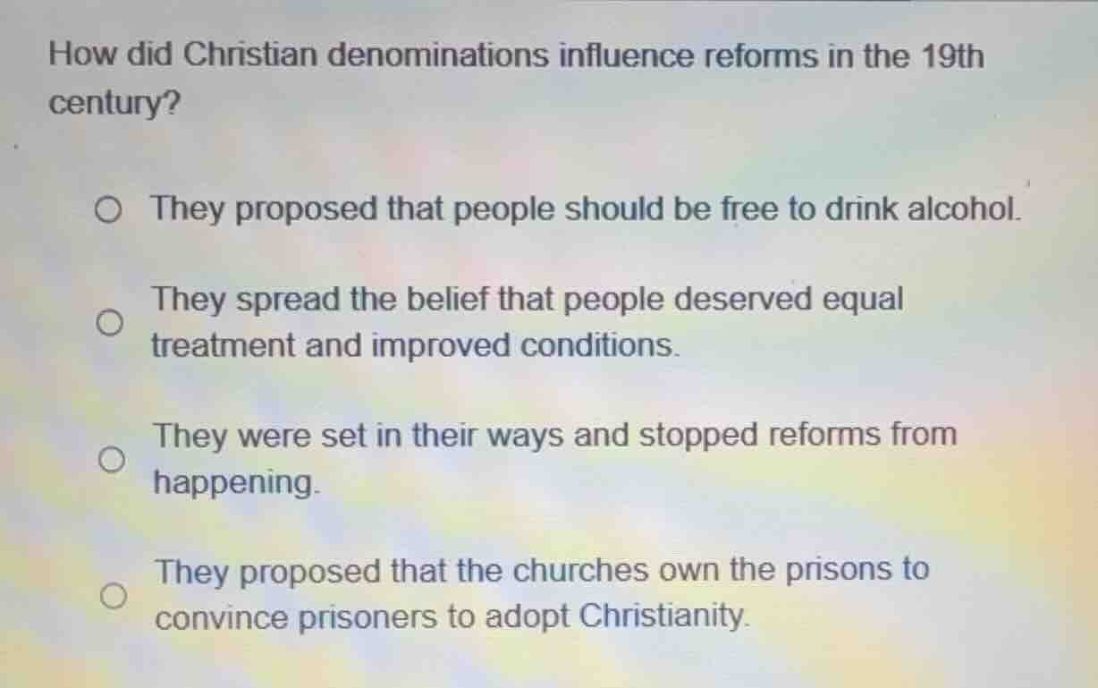 how did christian denominations influence reforms in the 19th century? …