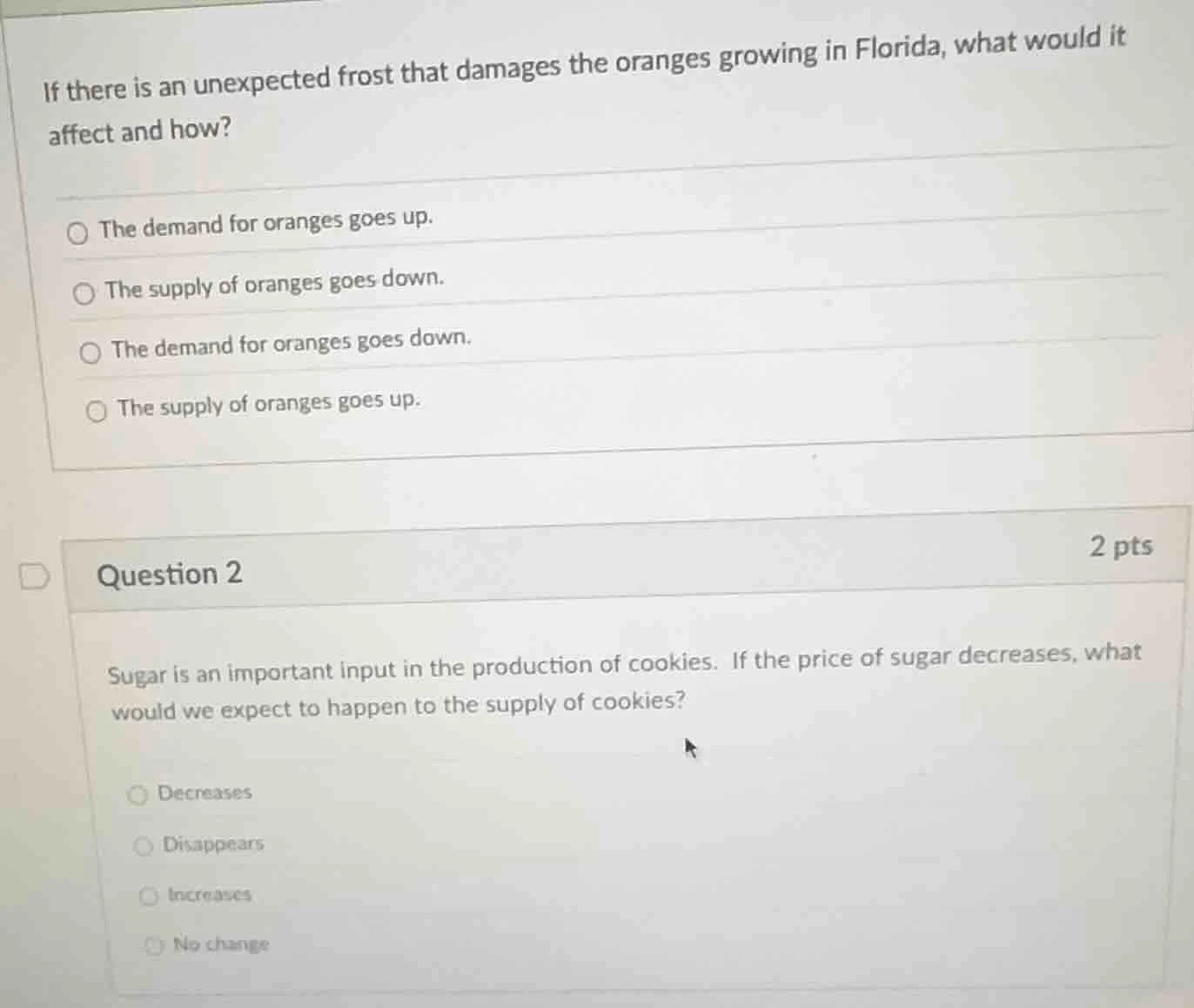 if there is an unexpected frost that damages the oranges growing in flo…
