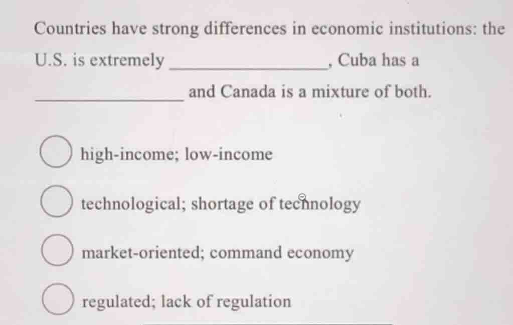 countries have strong differences in economic institutions: the u.s. is…