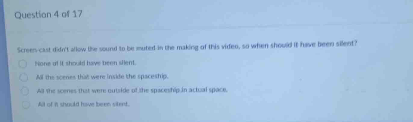 question 4 of 17 screen - cast didnt allow the sound to be muted in the…