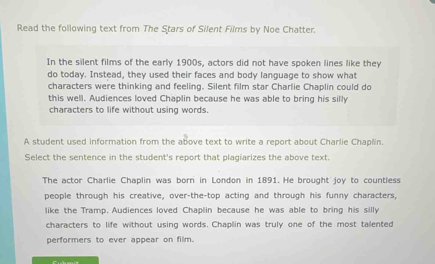 read the following text from the stars of silent films by noe chatter. …
