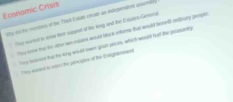economic crisis why did the members of the third estate create an indep…