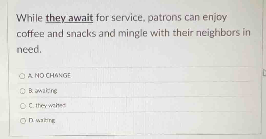 while they await for service, patrons can enjoy coffee and snacks and m…
