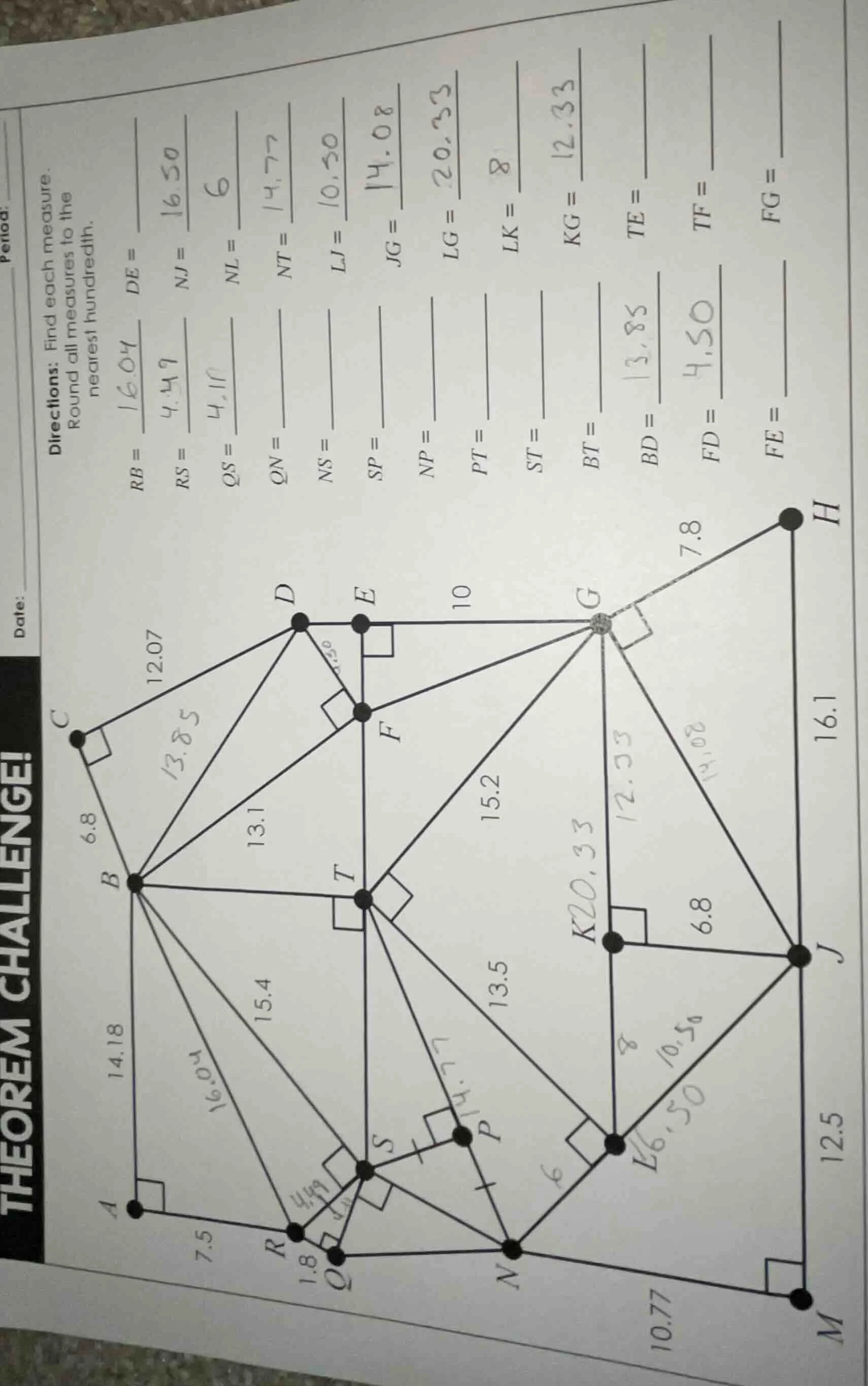 theorem challenge! date: period: directions: find each measure. round a…
