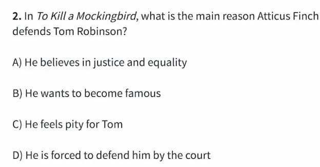 2. in to kill a mockingbird, what is the main reason atticus finch defe…