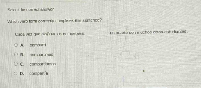 select the correct answer which verb form correctly completes this sent…