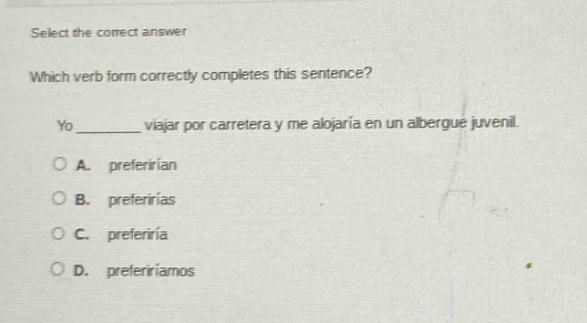 select the correct answer which verb form correctly completes this sent…