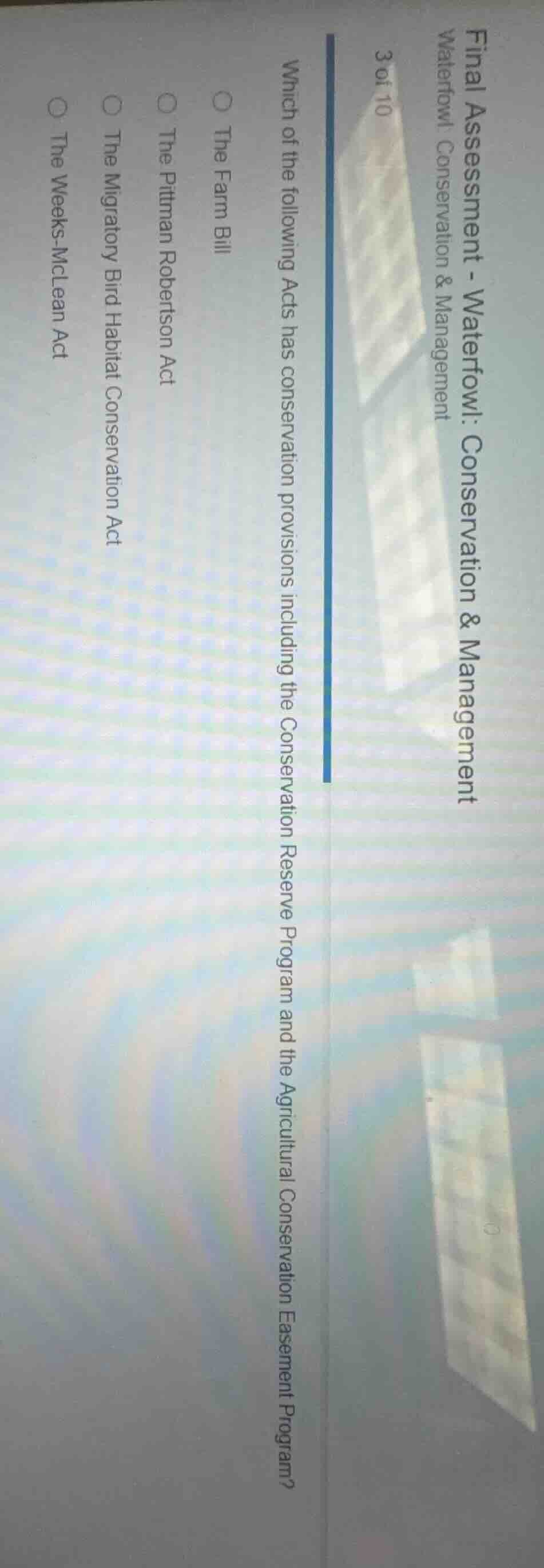 final assessment - waterfowl: conservation & management waterfowl conse…