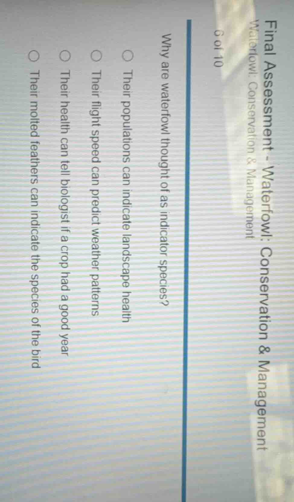 final assessment - waterfowl: conservation & management waterfowl: cons…