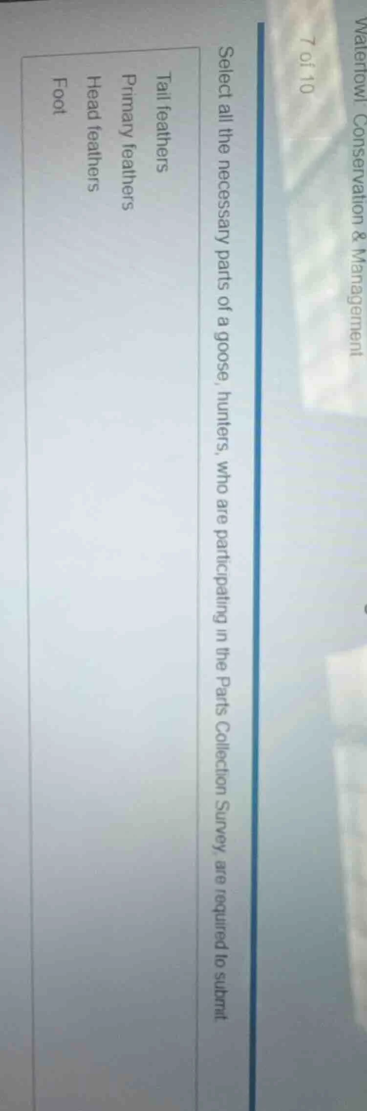 select all the necessary parts of a goose, hunters, who are participati…