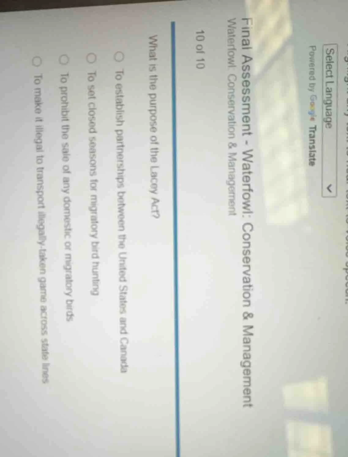 final assessment - waterfowl: conservation & management 10 of 10 what i…