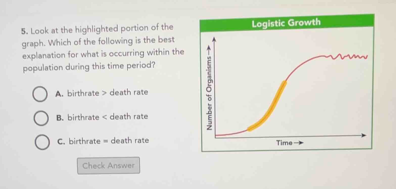 5. look at the highlighted portion of the graph. which of the following…
