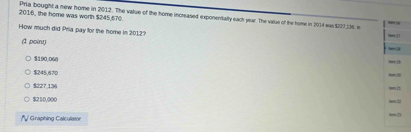 pria bought a new home in 2012. the value of the home increased exponen…