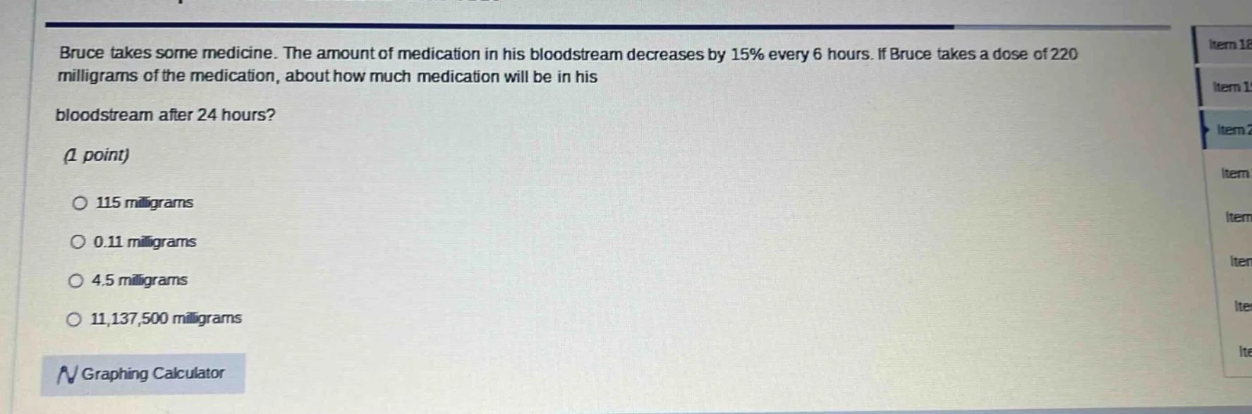 bruce takes some medicine. the amount of medication in his bloodstream …