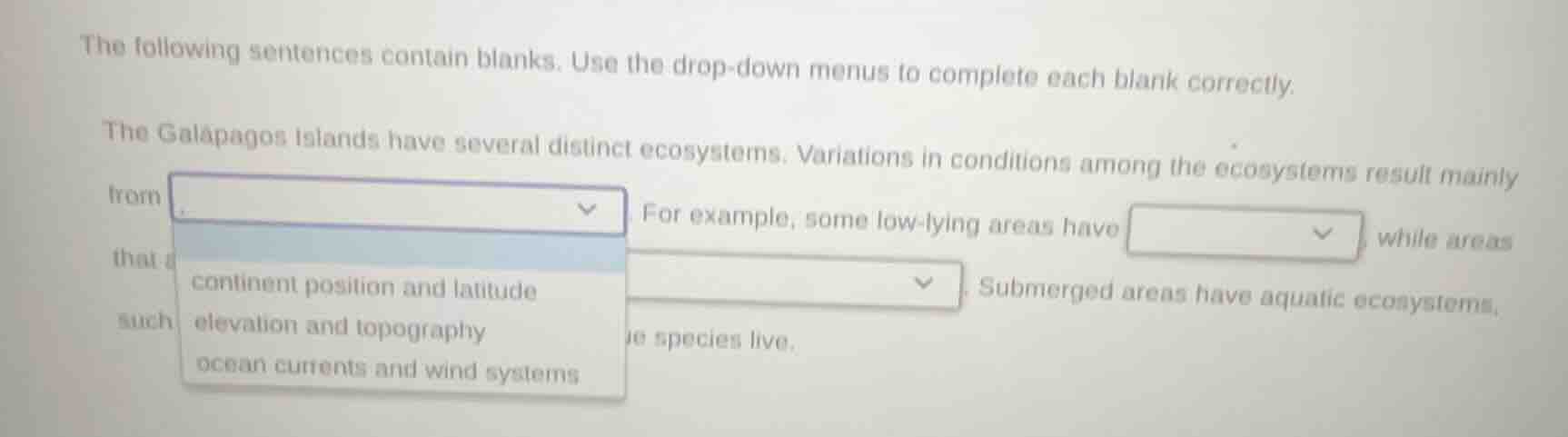 the following sentences contain blanks. use the drop - down menus to co…