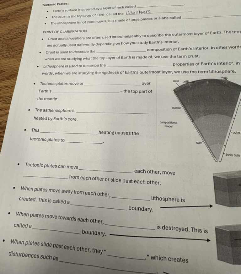 tectonic plates: - earth’s surface is covered by a layer of rock called…