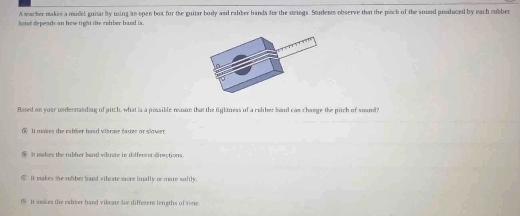 a teacher makes a model guitar by using an open box for the guitar body…
