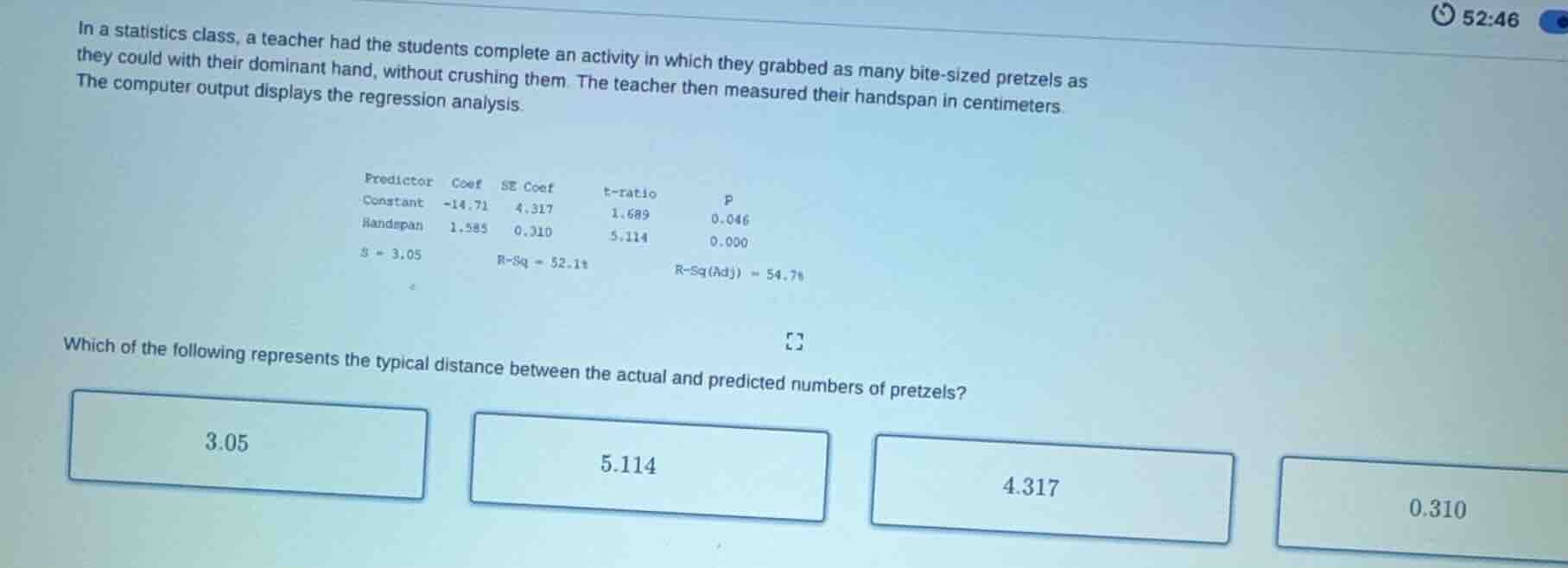 in a statistics class, a teacher had the students complete an activity …