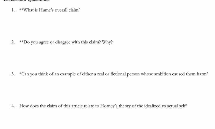 1. **what is hume’s overall claim? 2. **do you agree or disagree with t…