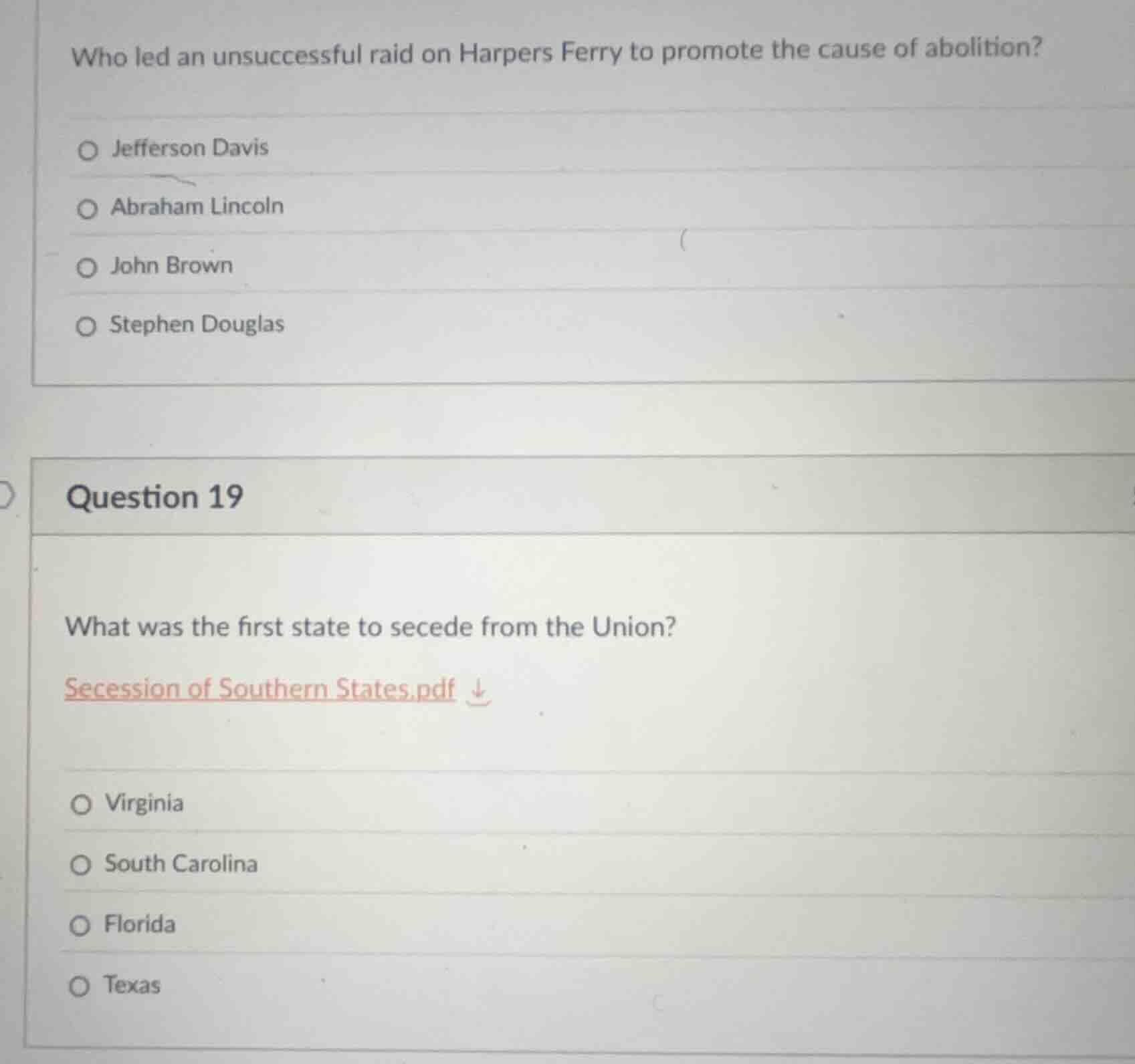 who led an unsuccessful raid on harpers ferry to promote the cause of a…