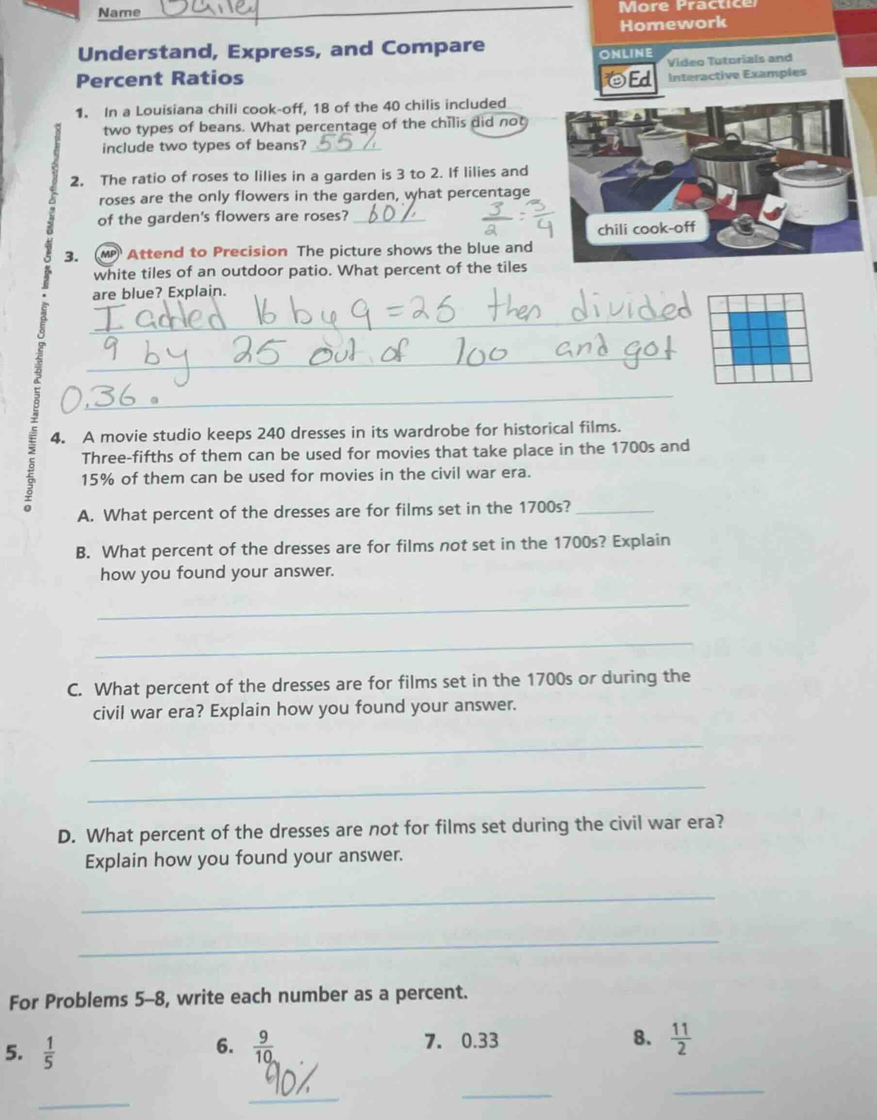 understand, express, and compare percent ratios 1. in a louisiana chili…