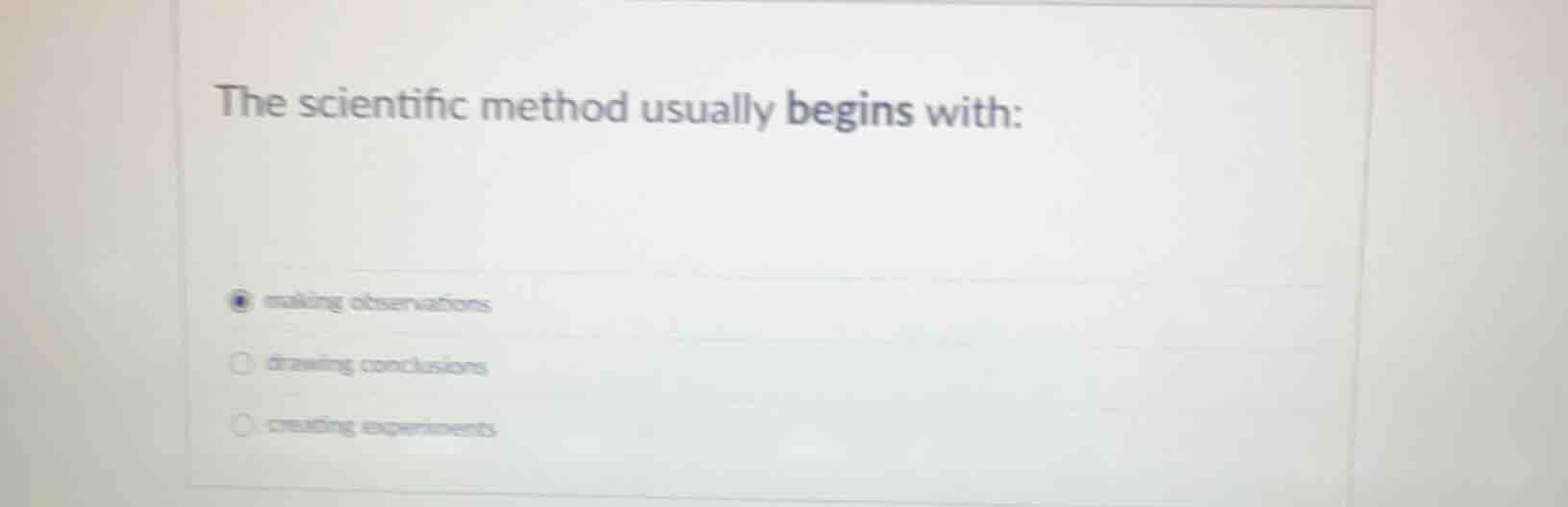 the scientific method usually begins with: - making observations - draw…