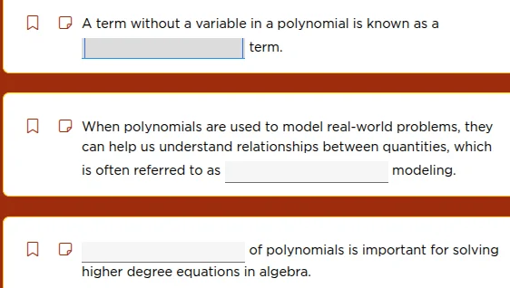 a term without a variable in a polynomial is known as a term. when poly…