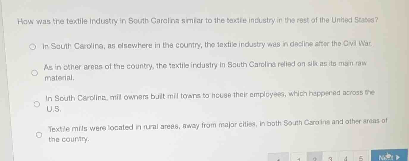 how was the textile industry in south carolina similar to the textile i…