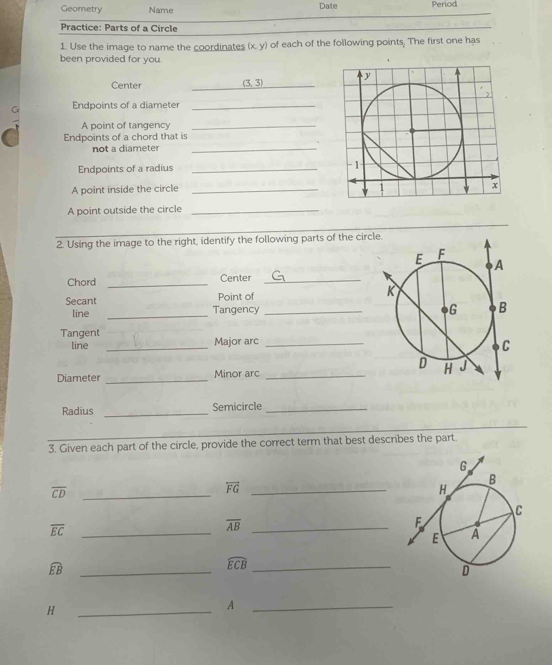 geometry name date period practice: parts of a circle 1. use the image …