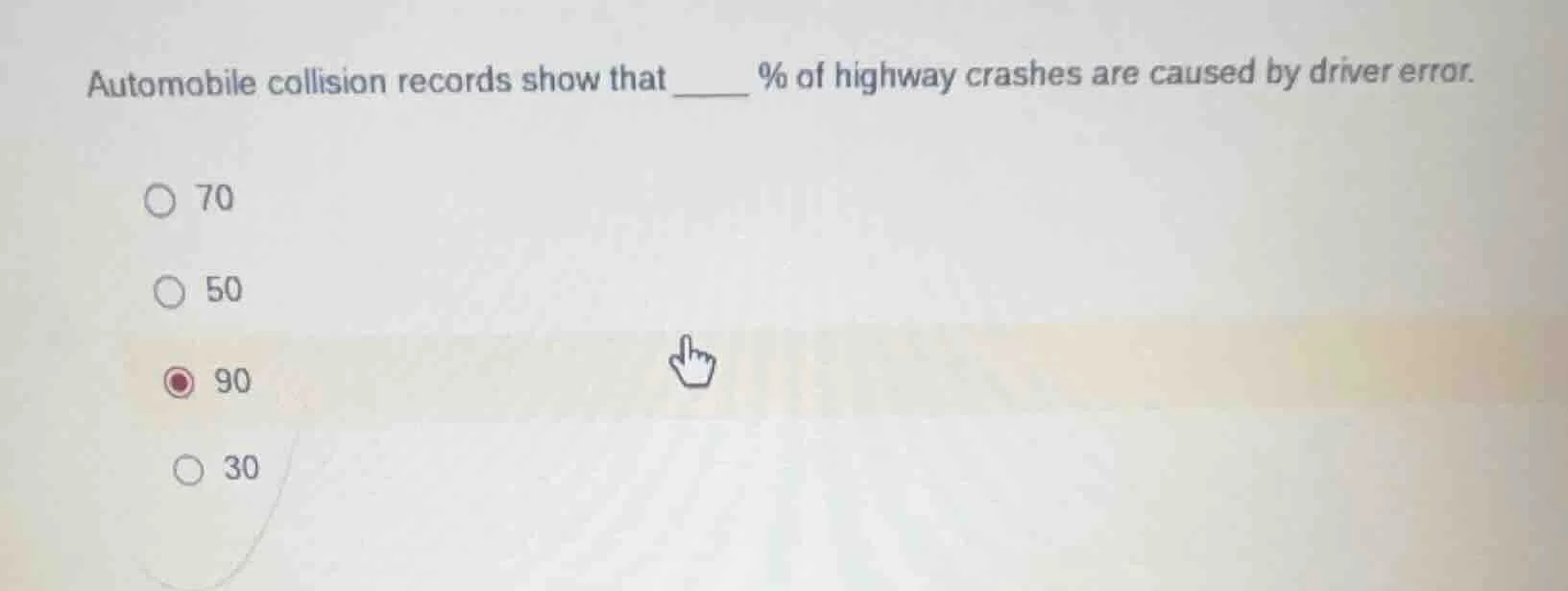automobile collision records show that ____ % of highway crashes are ca…